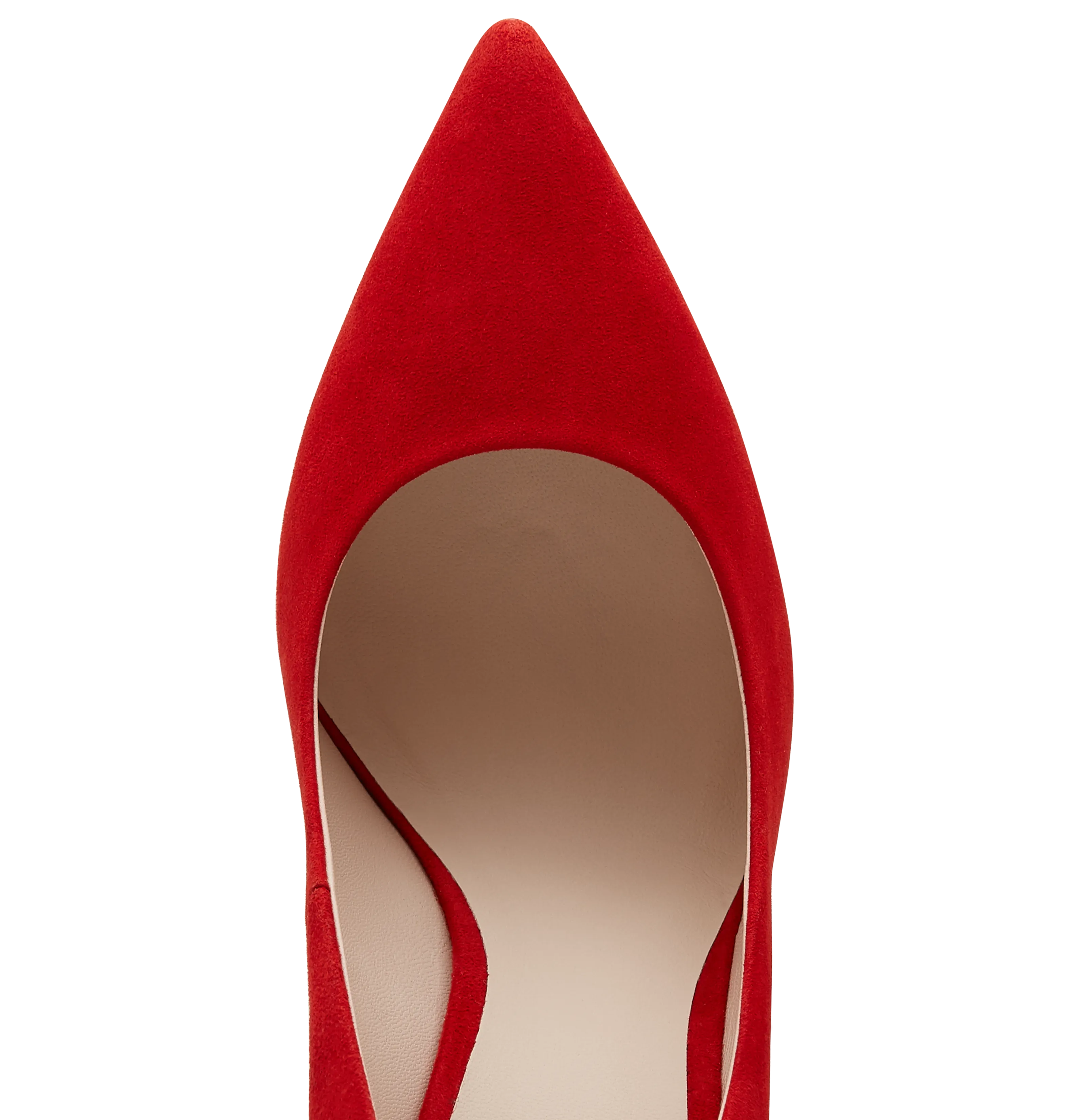 Red Suede Empire Pumps With Rose Gold Hardware