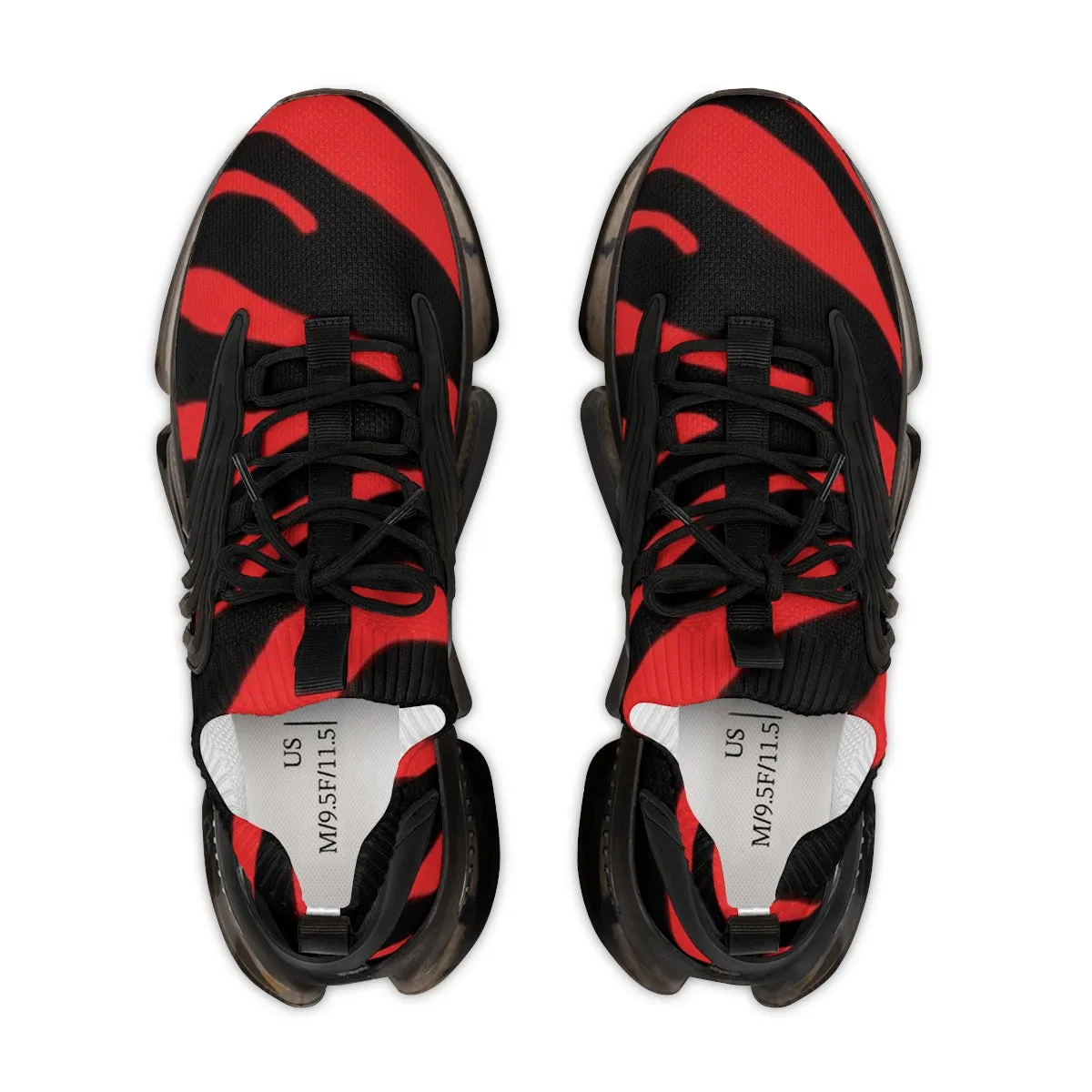 Red Zebra Print Men's Shoes, Best Zebra Stripes Animal Print Comfy Men's Mesh Sports Sneakers