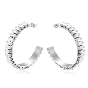 Reriti Intensity Stainless steel Silver Studded Hoop Earrings