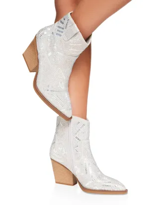 Rhinestone Studded Pointed Toe Cowboy Boots