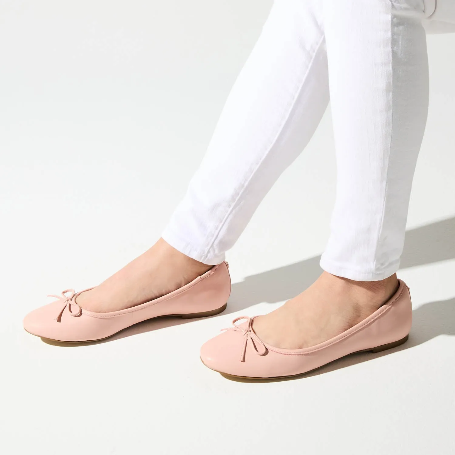 Sadie Ballet Flat in Blush Leather