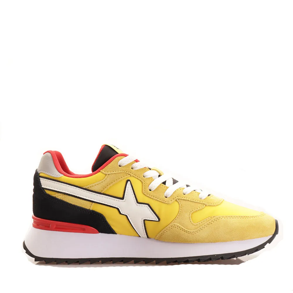 Scarpe Uomo W6YZ Sneakers Yak-M. in Tessuto Tecnico e Suede colore Yellow Black e White