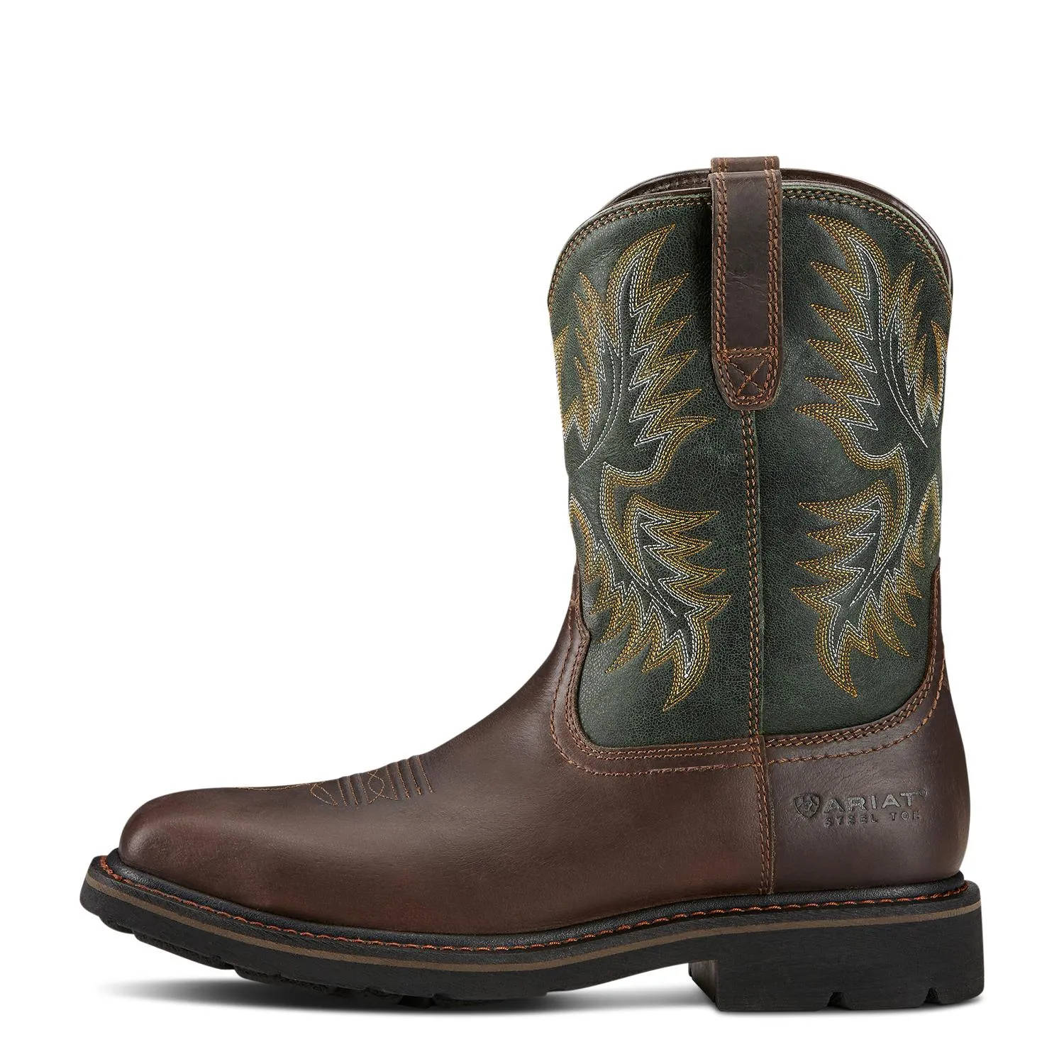 Sierra Steel-Toe Wide Square Toe Work Boot Dark Brown