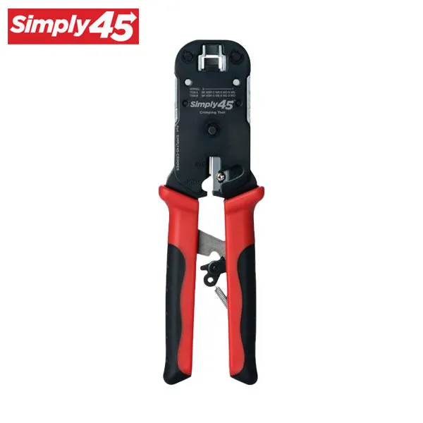 Simply45 - S45-C100 - RJ45 Pass-Through Crimp Tool - Built-in Stripper / Cutter - for UTP & Internal Ground Shielded Pass-Through RJ45 Modular Plugs