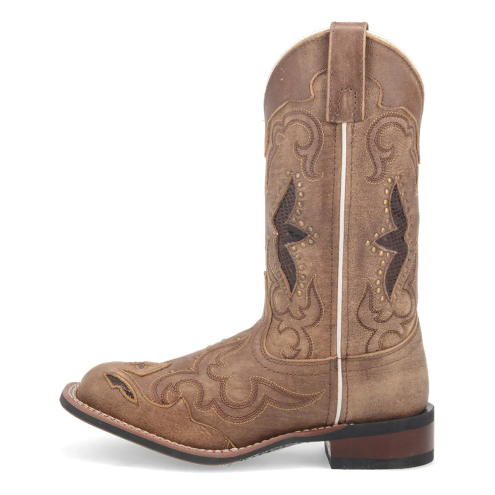 Spellbound Studded Tooled Inlay Embroidered Square Toe Cowboy Boots