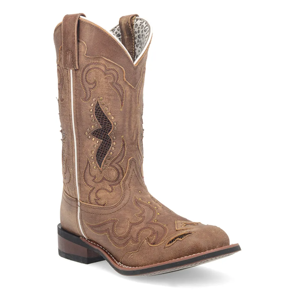 Spellbound Studded Tooled Inlay Embroidered Square Toe Cowboy Boots