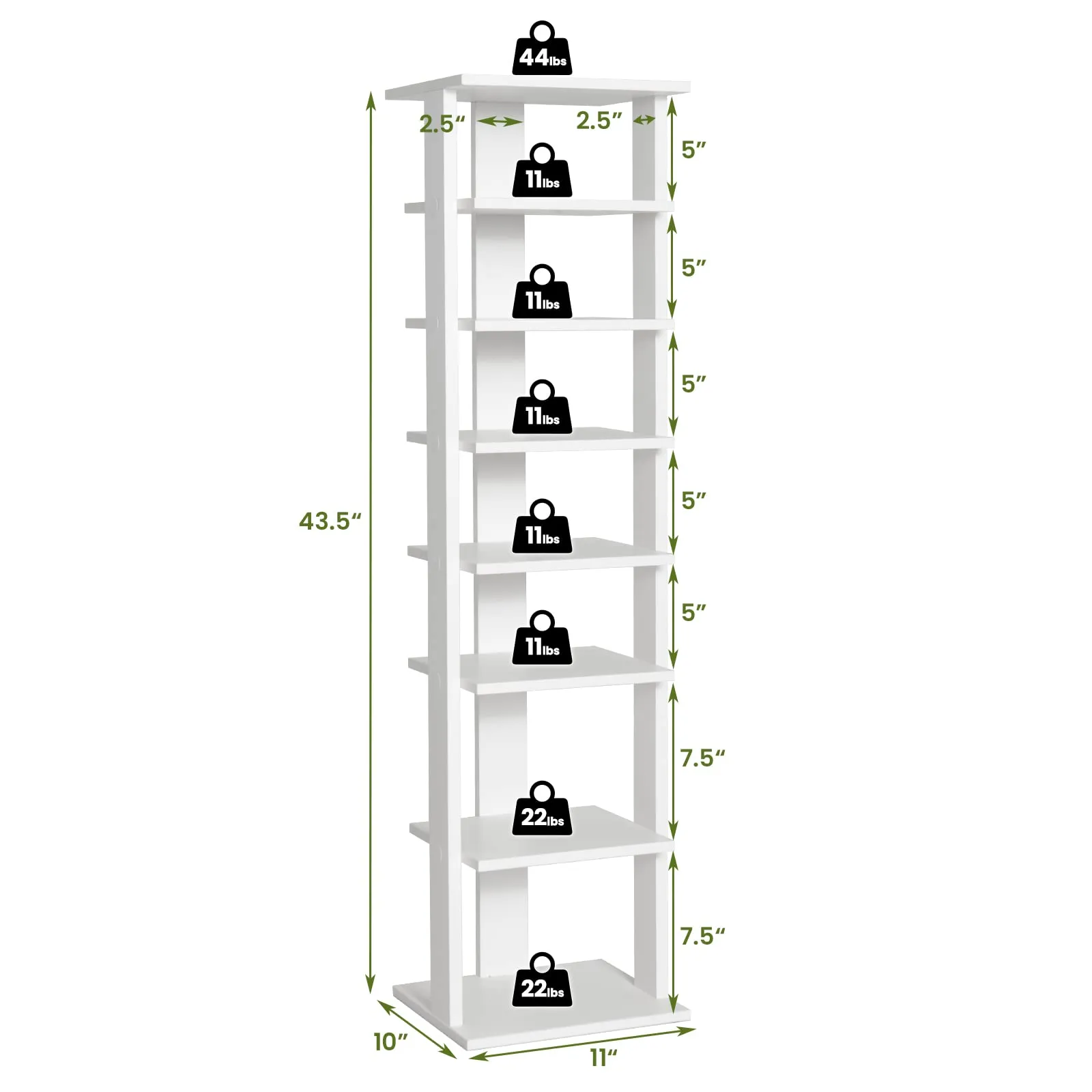 Tangkula 7 Tier Vertical Shoe Rack, Wooden Entryway Narrow Shoe Storage Stand