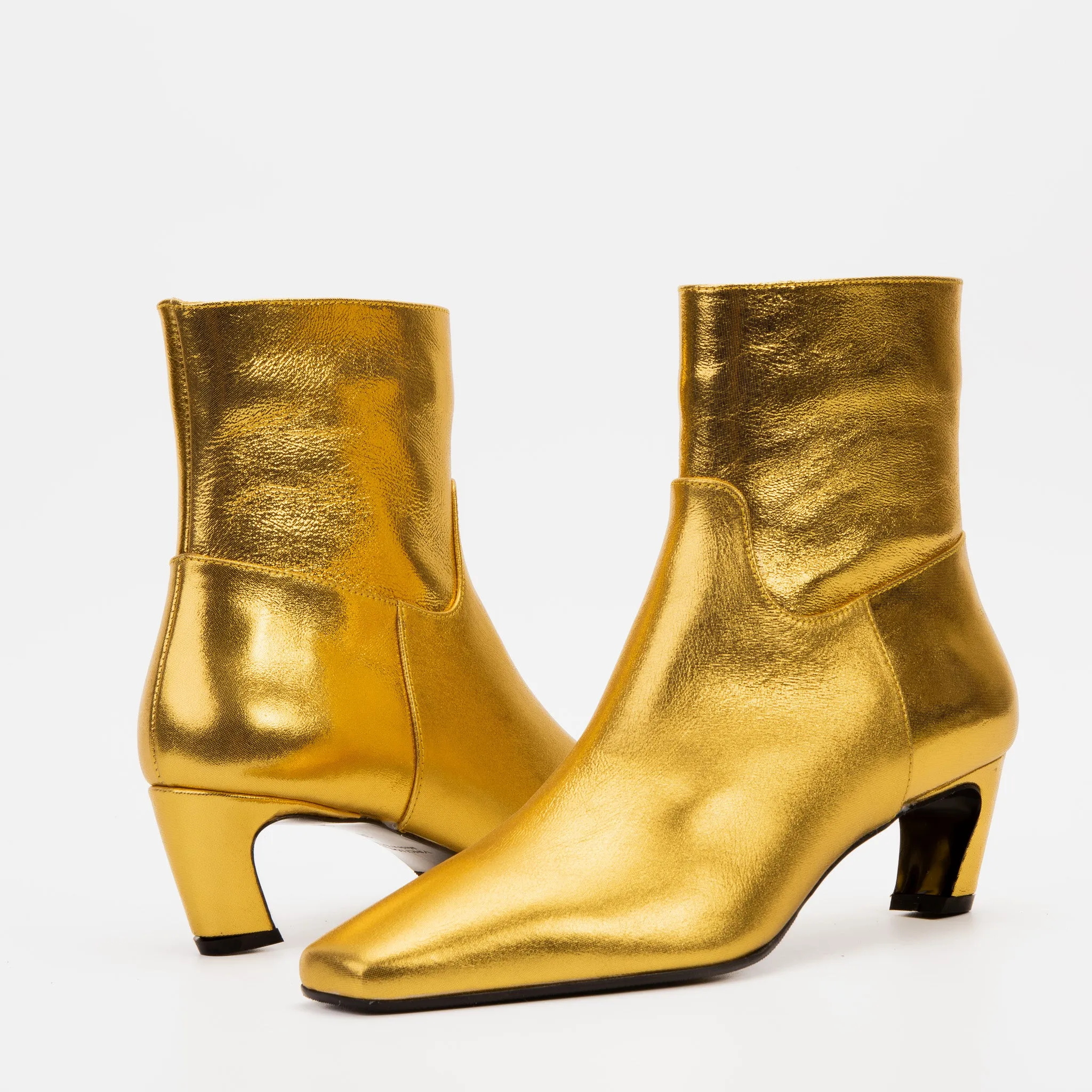 The Golden Glow Gold Leather Kitten Heel Women Boot