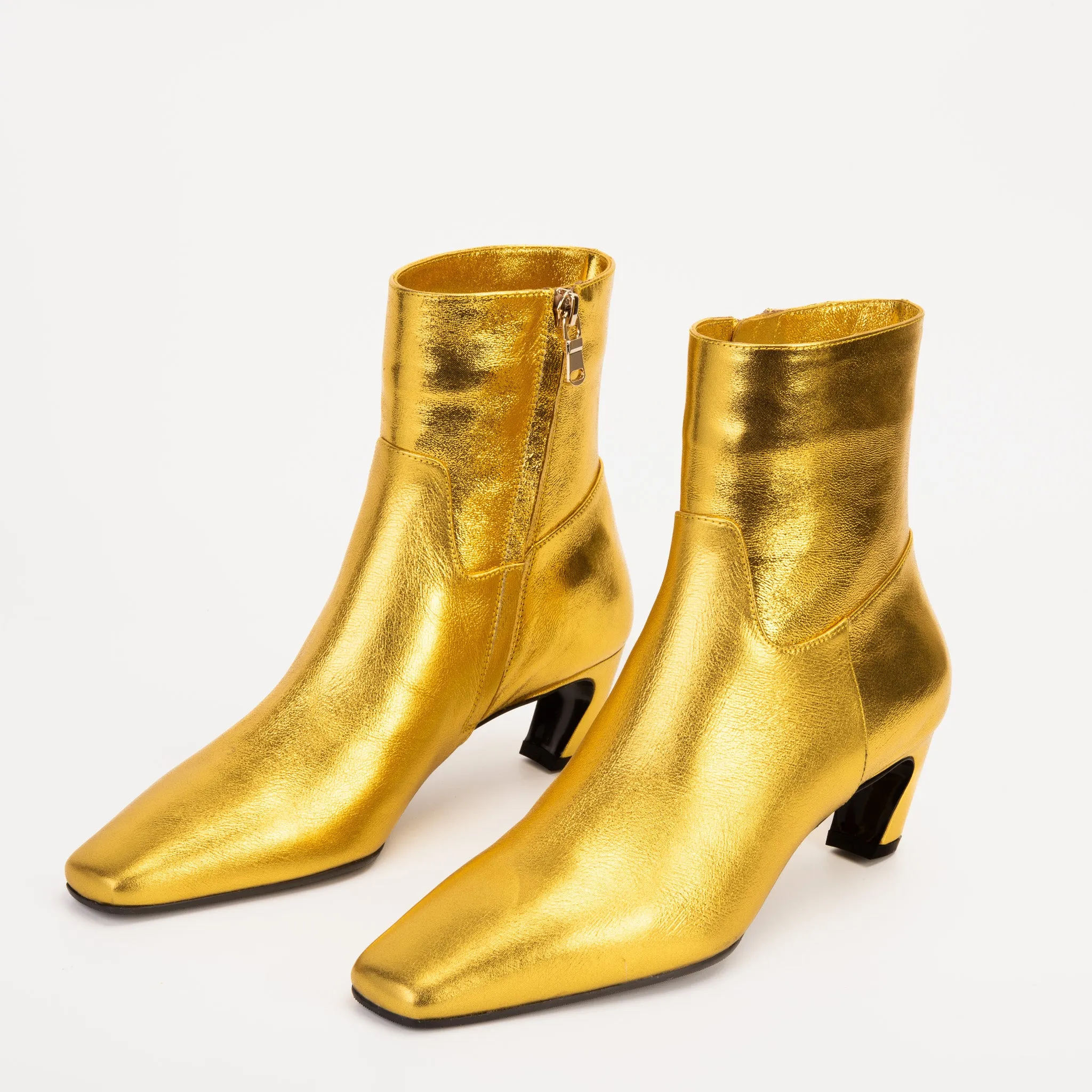 The Golden Glow Gold Leather Kitten Heel Women Boot