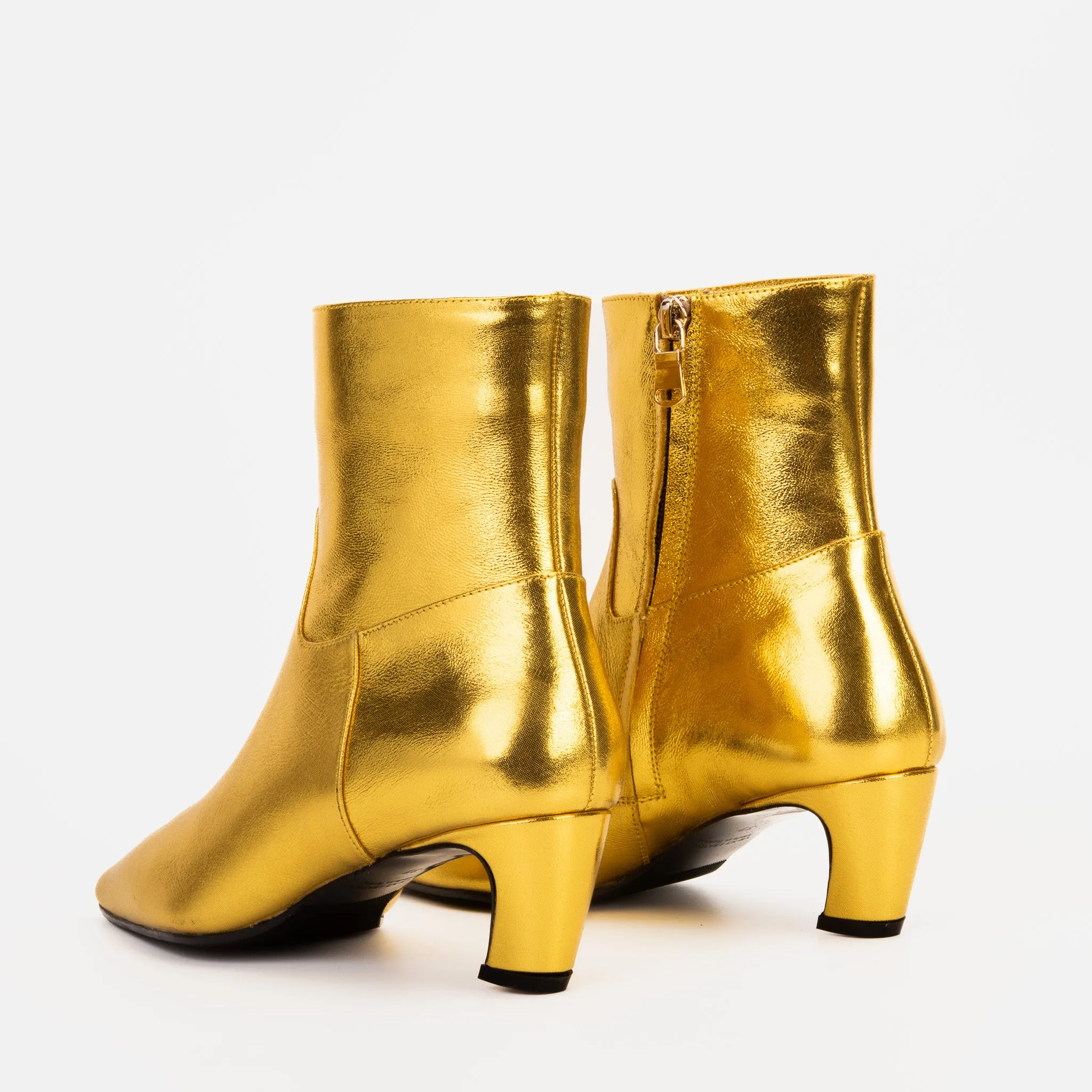 The Golden Glow Gold Leather Kitten Heel Women Boot