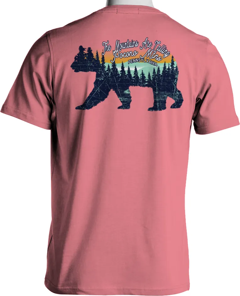 The Mountains Are Calling Short-Sleeve Souvenir T-Shirt (Bear Scene)