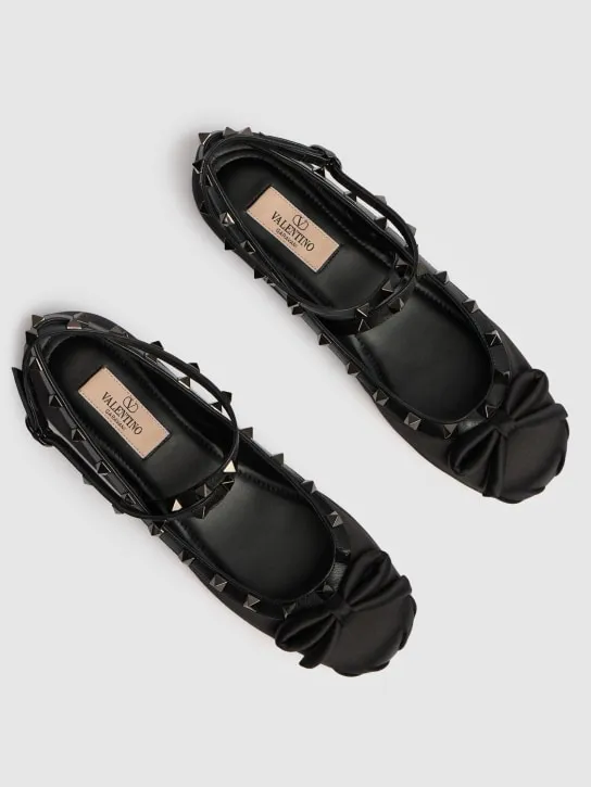 Valentino Garavani   5mm Rockstud satin ballerina flats 