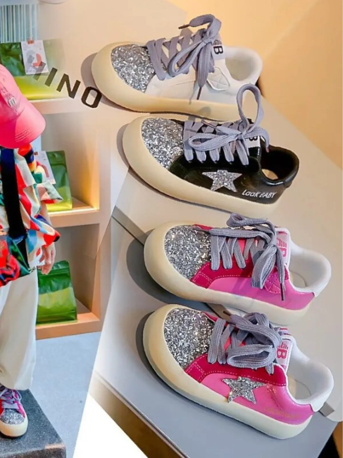 Walking With Sparkle Glitter Star Sneakers By Liv and Mia