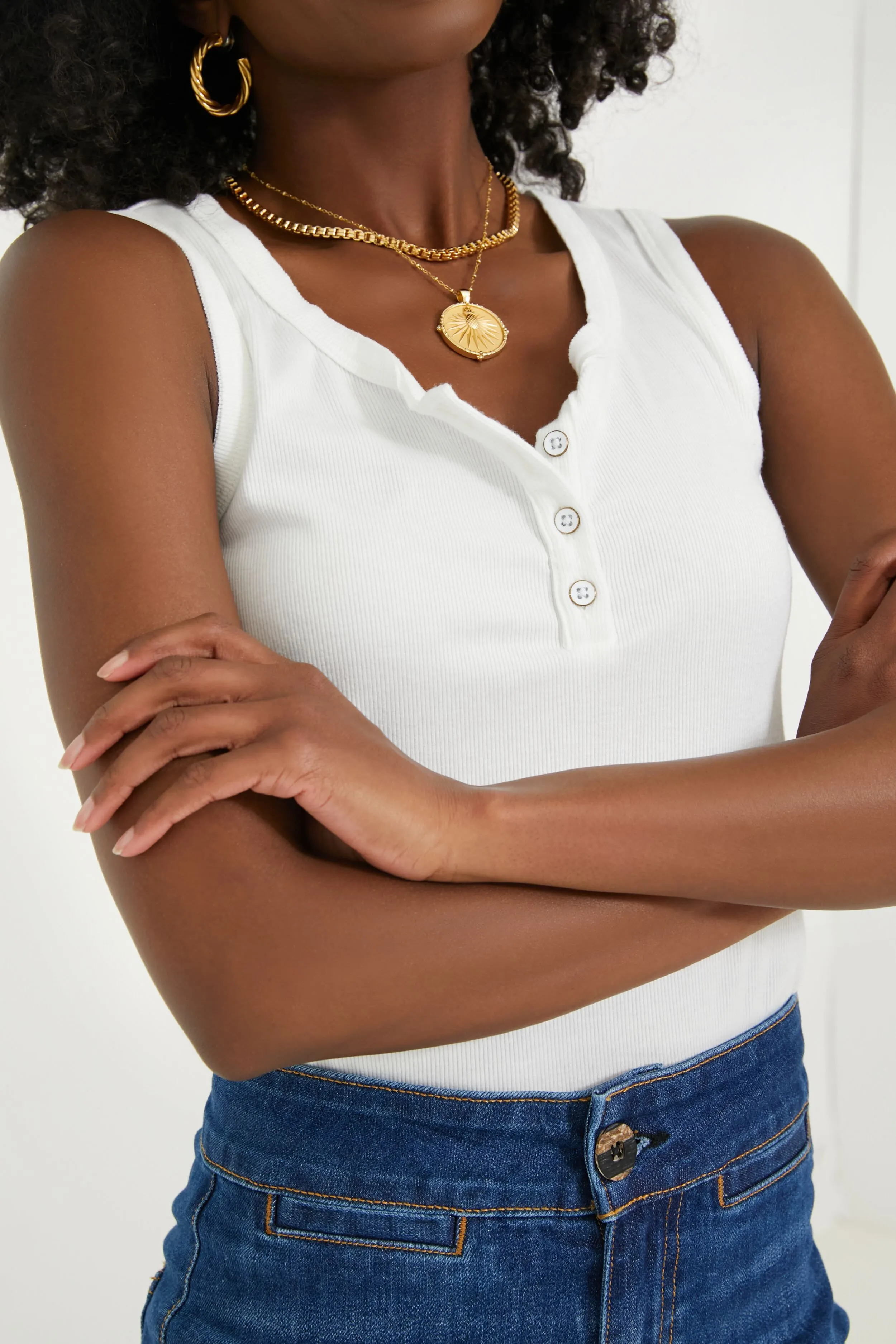 White Henley Tank