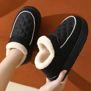 Winter Plush Cotton Shoes Warm Thick-bottom Waterproof Home Slippers All-match Indoor Outdoor Garden Shoes For Women