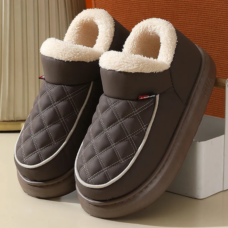 Winter Plush Cotton Shoes Warm Thick-bottom Waterproof Home Slippers All-match Indoor Outdoor Garden Shoes For Women