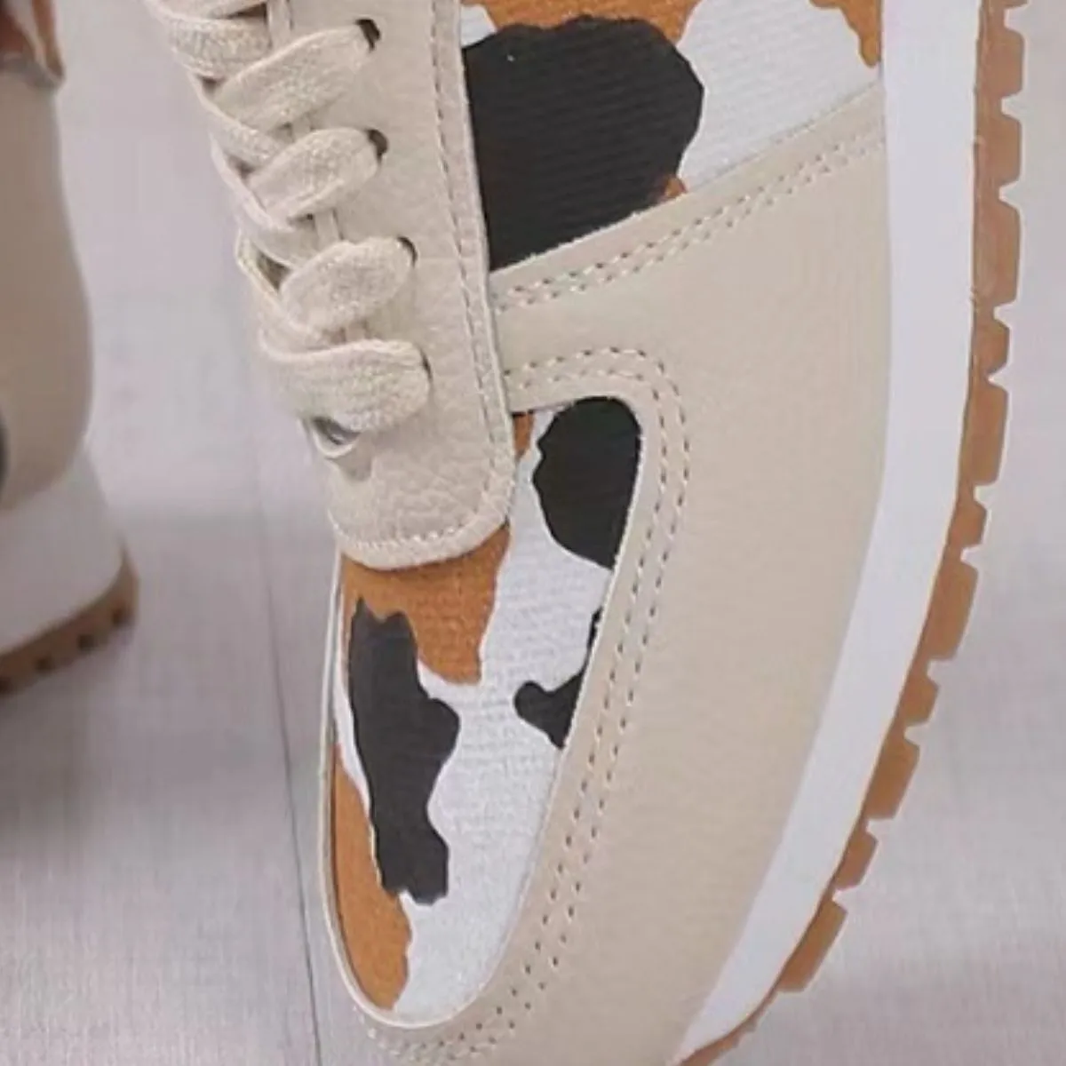 Women's Animal Print Lace Sneakers