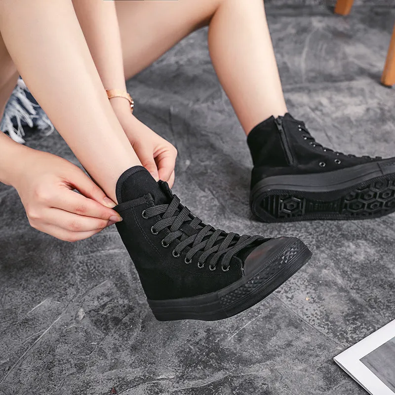 Womens Fashion Lace Up High-top Canvas Shoes