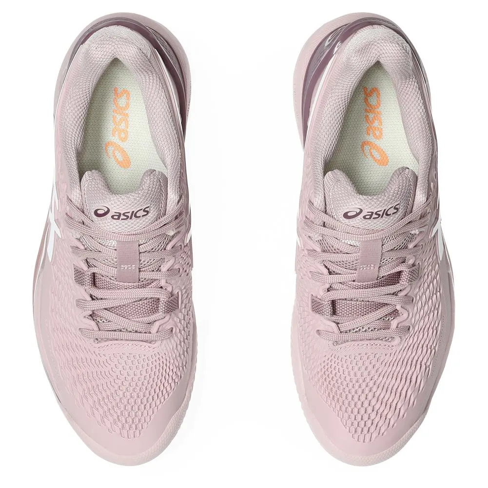 Womens Gel-Resolution 9 Wide Tennis Shoes Watershed Rose and White