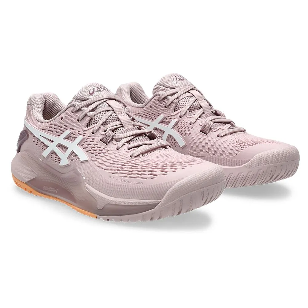 Womens Gel-Resolution 9 Wide Tennis Shoes Watershed Rose and White