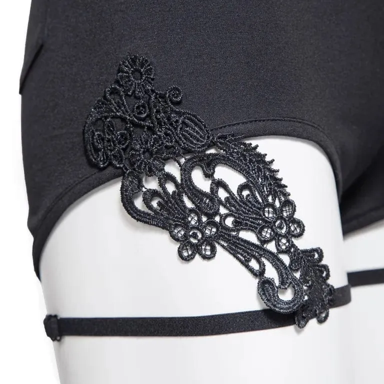 Women's Gothic Floral Embroidered Studded Shorts