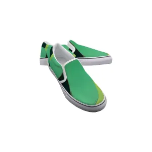 Women's Slip On Sneakers218 green abstract, print