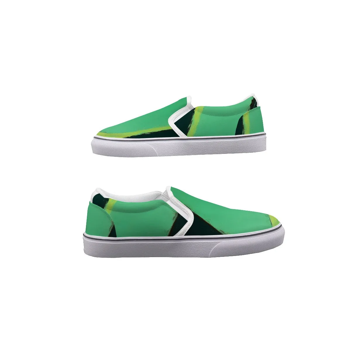 Women's Slip On Sneakers218 green abstract, print