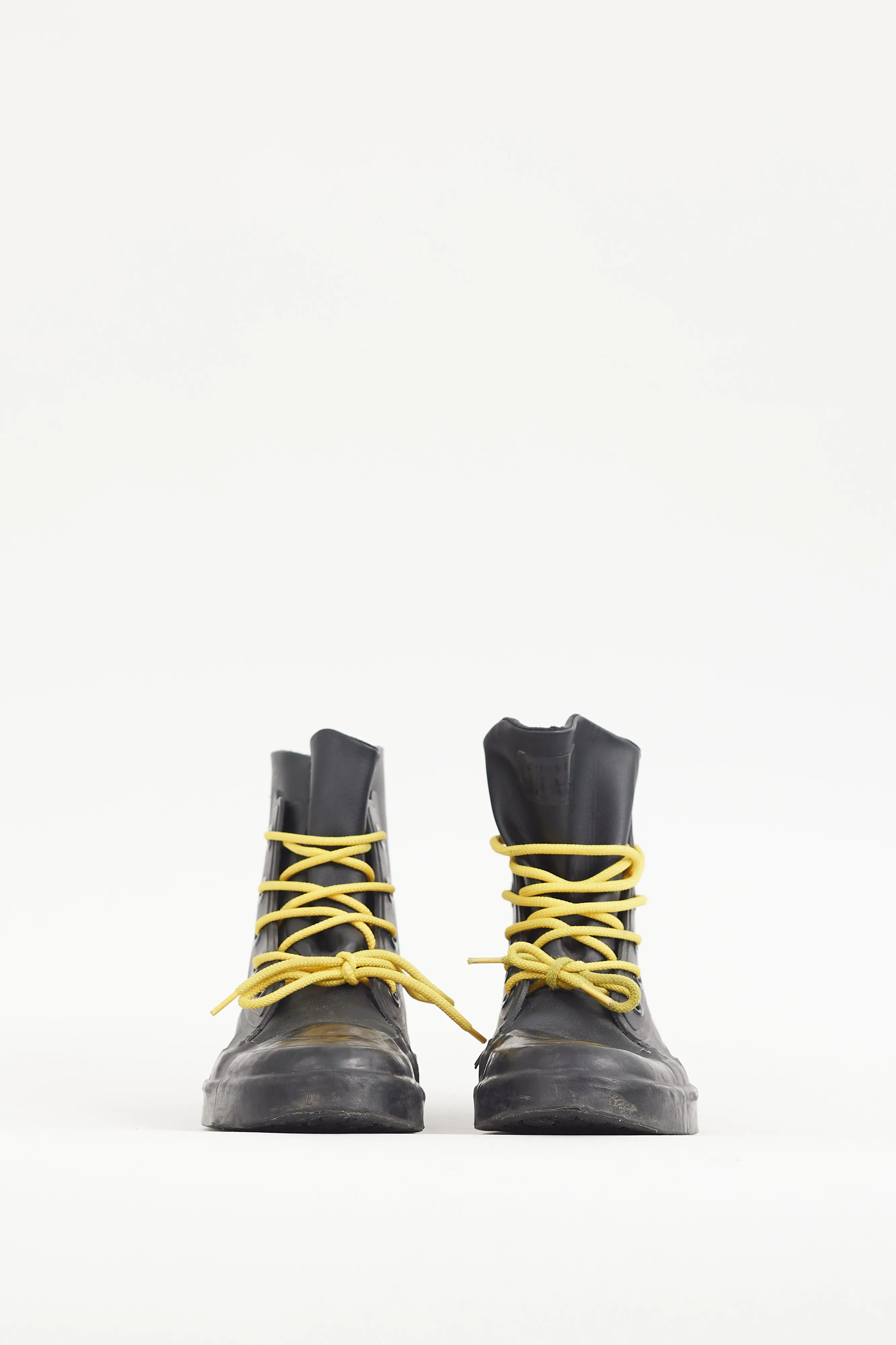 X Converse Black & Yellow Leather & Rubber High Top Sneaker