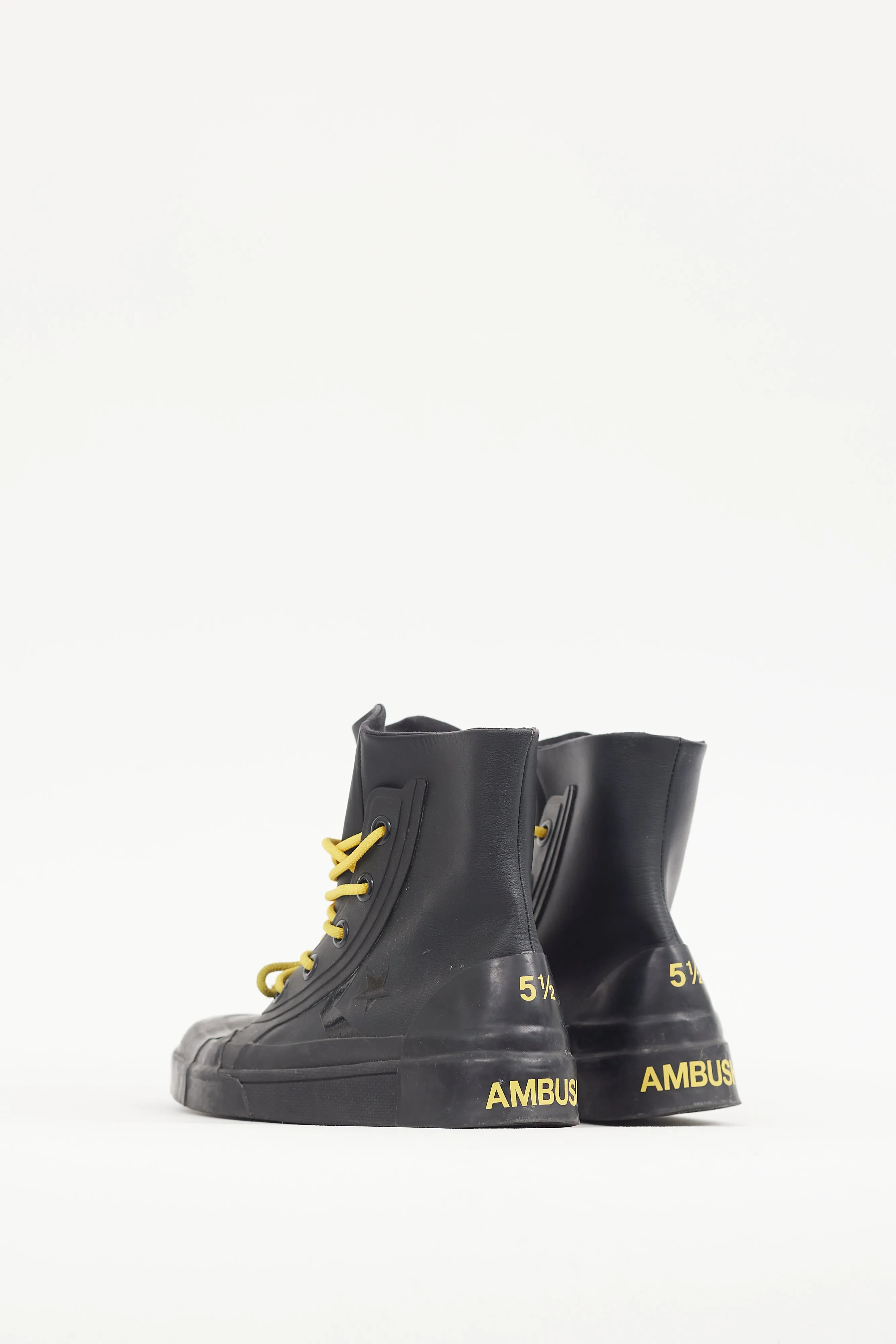 X Converse Black & Yellow Leather & Rubber High Top Sneaker