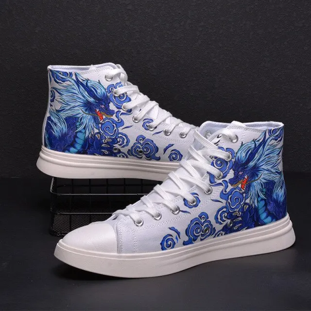 xiangtuibao   New Canvas Shoes Original Graffiti Men's All-match Casual Shoes Trend Extra Large 39-52 Size High Top Sneakers   XM332